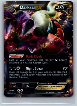 Darkrai EX 63/108 Holo EX Rare Dark Explorers Pokemon Moderately Played - Image 1