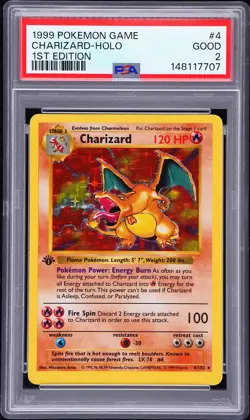 1999 POKEMON GAME 1ST EDITION #4 CHARIZARD-HOLO PSA 2 - Image 1