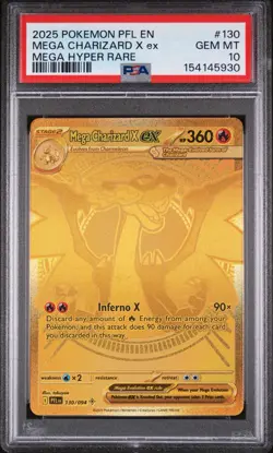 2025 Pokemon Phantasmal Flames Mega Charizard X ex Hyper Rare #130/094 PSA 10 - Image 1