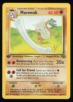 MAROWAK 1999 Pokemon Jungle 1st Edition #39 - LP/NM - Image 1