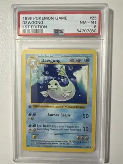 Pokemon 1st Edition PSA 8 Dewgong 025/102 Base Set (Shadowless) - Image 1