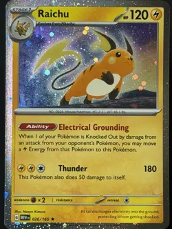 Swirl 🌀 Raichu 026/165 Cosmos Holo Rare Pokemon TCG 151 Promo NM - Image 1