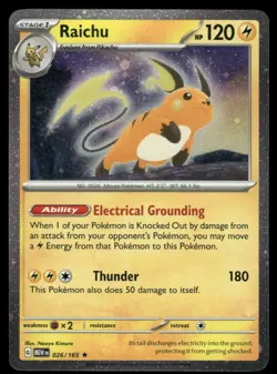 Swirl 🌀 Raichu 026/165 Cosmos Holo Rare Pokemon TCG 151 Promo NM - Image 2