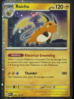 Swirl 🌀 Raichu 026/165 Cosmos Holo Rare Pokemon TCG 151 Promo NM - Image 4