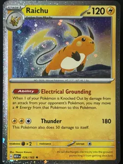 Swirl 🌀 Raichu 026/165 Cosmos Holo Rare Pokemon TCG 151 Promo NM - Image 5
