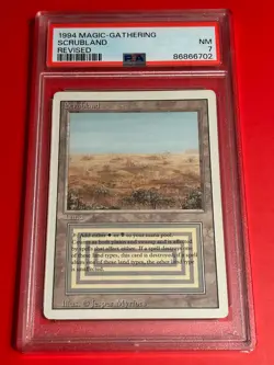 Magic the Gathering Revised Scrubland PSA 7 - Image 1