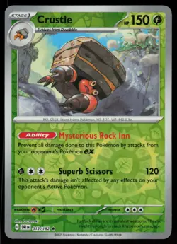 Crustle 012/182 Rare Destined Rivals Pokemon Reverse Holo Near Mint - Image 1