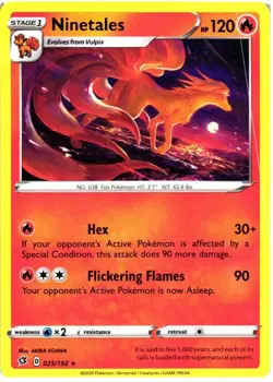 Ninetales 025/192 Rare Rebel Clash Pokemon Near Mint - Image 1