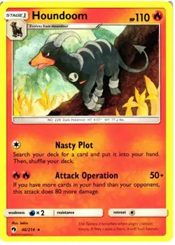 Houndoom 46/214 Rare Lost Thunder Pokemon Near Mint - Image 1