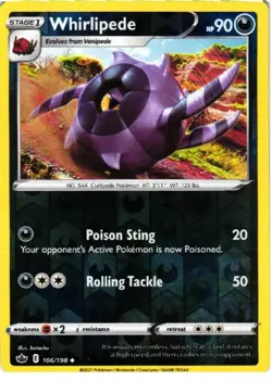 Whirlipede 106/198 Uncommon Chilling Reign Pokemon Reverse Holo Lightly Played - Image 1