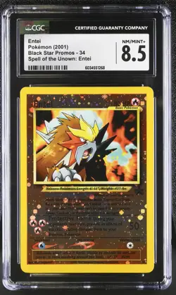 2001 Pokemon Black Star Promo Entei #34 CGC 8.5 NM/ MINT - Image 1