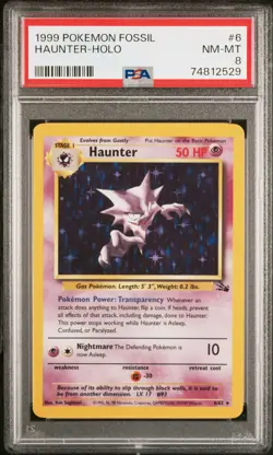 1999 POKEMON FOSSIL #6 HAUNTER-HOLO PSA 8 - Image 1