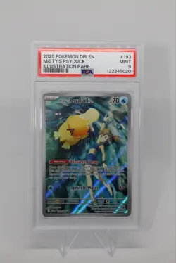 2025 POKEMON DRI EN-DESTINED RIVALS ILLUSTRATION RARE #193 MISTY'S PSYDUCK PSA 9 - Image 1