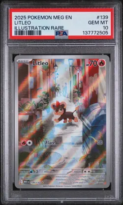 Litleo Illustration Rare Pokemon Meg En-Mega Evolution 139 NM PSA 10 - Image 3