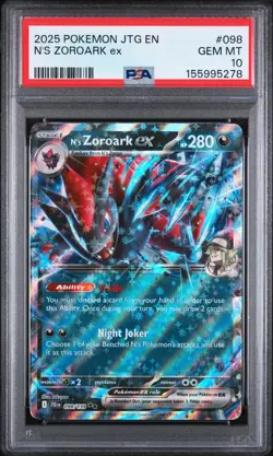 2025 POKEMON JTG EN-JOURNEY TOGETHER #098 N'S ZOROARK EX PSA 10 - Image 1