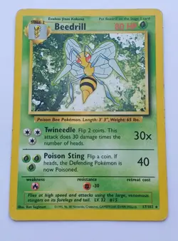 Pokemon TCG Beedrill 17/102 Base Set Rare Vintage WOTC 1999 LP - Image 2