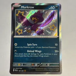 Murkrow 181/091 Shiny Rare Paldean Fates Pokemon Near Mint - Image 1