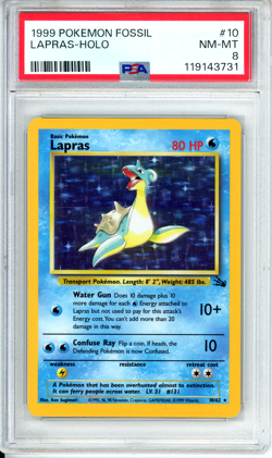 1999 POKEMON FOSSIL #10 LAPRAS-HOLO PSA 8 WOTC - Image 1