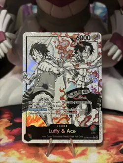 ST30-001 - Luffy & Ace Leader (Alternate Art Parallel - Black/White) - Near Mint - Image 1