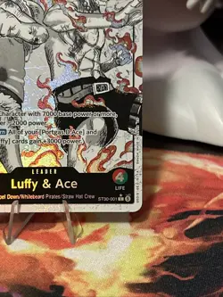 ST30-001 - Luffy & Ace Leader (Alternate Art Parallel - Black/White) - Near Mint - Image 4