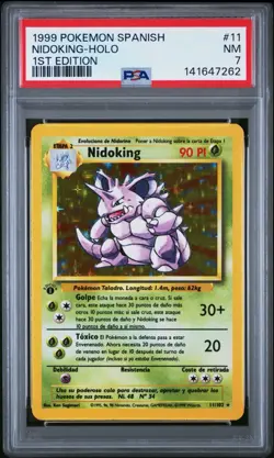 1999 Pokemon SPANISH 1st Edition Base Set Nidoking Holo 11/102 PSA 7 NM - Image 1