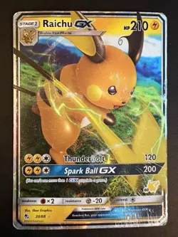 Raichu GX 20/68 Hidden Fates Sun & Moon Ultra Rare Card Dmg Pikachu Stamped - Image 1