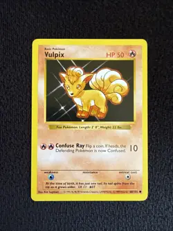 Vulpix 68/102 Shadowless Base Set LP - Pokemon TCG Card Common Unlimited - Image 1