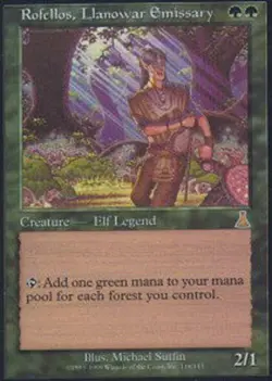 1x MTG Rofellos, Llanowar Emissary Moderately Played, English - Urza's Destiny - Image 1