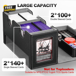Card Deck Box for MTG, Double Storage Box with 2 Commander Display & 1 Dice Tray - Image 4