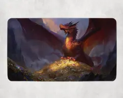 Steampunk Treasure Dragon Themed Playmat | Unofficial MTG Playmat - Image 1