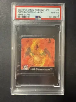 POKEMON ACTION FLIPZ SERIES 1 CHARMANDER CHARMELEON CHARIZARD PSA 8 NM MINT 1999 - Image 1