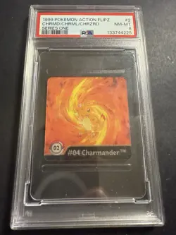 POKEMON ACTION FLIPZ SERIES 1 CHARMANDER CHARMELEON CHARIZARD PSA 8 NM MINT 1999 - Image 3