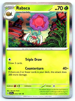 Pokemon Rabsca SV08: Surging Sparks SSP Holo 014/191 NM Rare Masako Tomii - Image 1