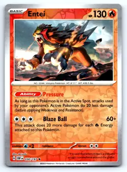 Pokemon Entei SV03: Obsidian Flames OBF Reverse Holo 030/197 NM Rare toriyufu - Image 1