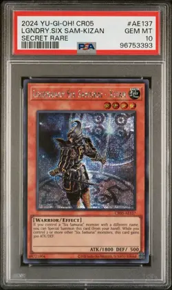 Yugioh Asian-English Legendary Six Samurai - Kizan CR05-AE137 Secret Rare PSA 10 - Image 1