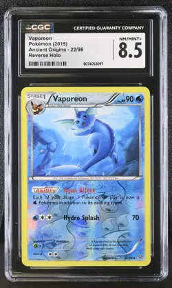 CGC 8.5 Vaporeon 2015 Ancient Origins 22/98 Reverse Holo Pokemon Card - Image 1