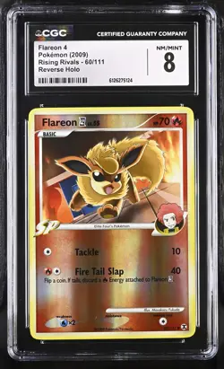CGC 8 Flareon 4 2009 Rising Rivals 60/111 Reverse Holo Pokemon Card - Image 1