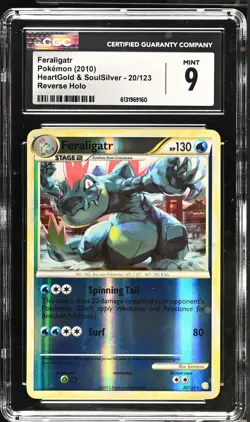 CGC 9 MINT Feraligatr 20/123 Reverse Holo Heartgold & Soulsilver Pokemon Card - Image 1