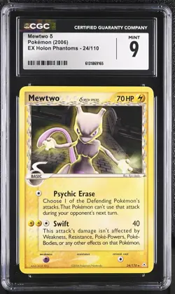 CGC 9 MINT Mewtwo 24/110 EX Holon Phantoms Non Holo Pokemon Card - Image 1