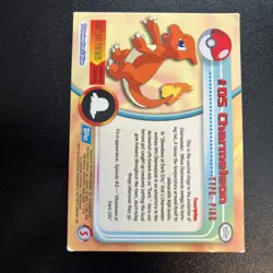 1999 Pokemon Topps TV Animation #5 Charmeleon Card Blue - Image 2