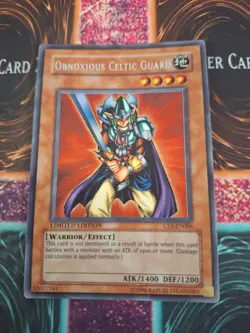 Yugioh Obnoxious Celtic Guard CT1-EN006 Secret Super Rare Misprint Limited MP - Image 1