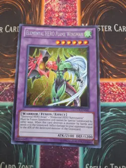 Yugioh Elemental HERO Flame Wingman LCGX-EN045 Secret Rare Unlimited Near Mint - Image 1