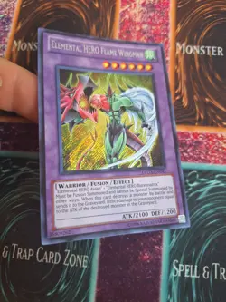 Yugioh Elemental HERO Flame Wingman LCGX-EN045 Secret Rare Unlimited Near Mint - Image 2