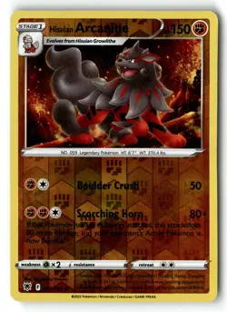 Pokemon Card Hisuian Arcanine LP Astral Radiance Reverse Holo Rare 071/189 - Image 1
