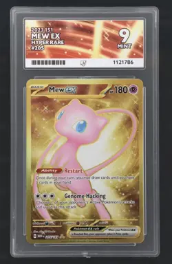 Pokemon TCG Mew EX Gold Full Art Card 205/165 Scarlet & Violet 151 ACE 9 Graded - Image 1