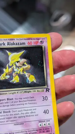 Pokemon Dark Alakazam TCG Team Rocket Holo Card 1/82 Unlimited - HP - SWIRL - Image 2