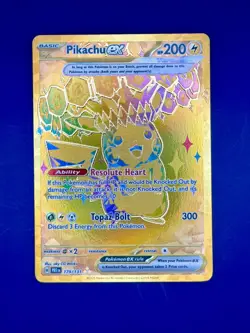 Pokemon TCG SV Prismatic Pikachu EX 179/131 Gold Secret Rare Card - Image 3
