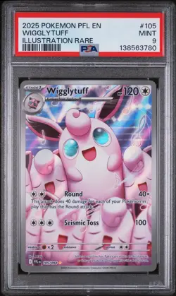 Pokemon TCG Wigglytuff 105/094 2025 Phantasmal Flames Illustration Rare - PSA 9 - Image 1