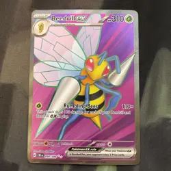 Beedrill ex 098/086 Me04: Chaos Rising Holo Pokemon Card Full Art Grass - Image 1