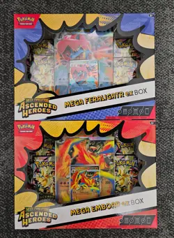 Pokemon TCG - Ascended Heroes - Mega Emboar & Mega Feraligatr EX Box - Lot Of 2 - Image 1